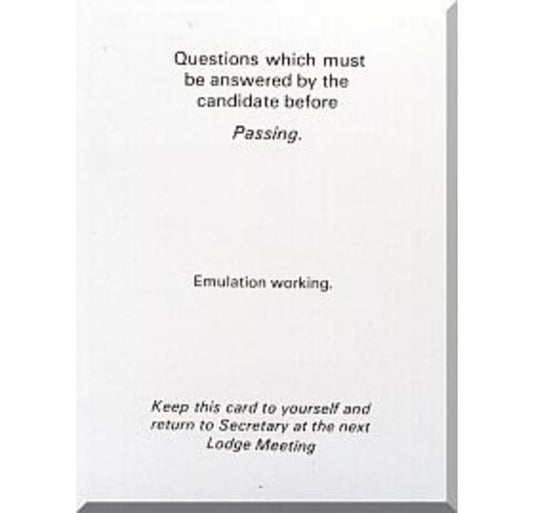 Craft Emulation Passing question card for the Second Degree