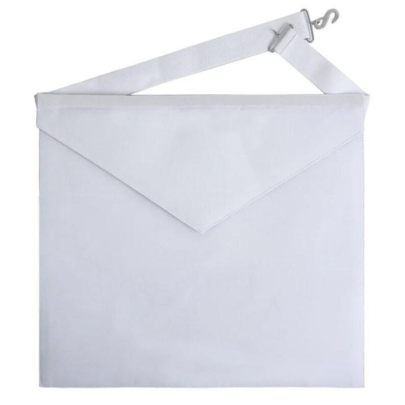 Plain white Entered Apprentice Craft Masonic apron with square flap and adjustable strap