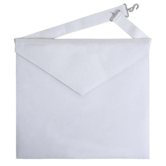Plain white Entered Apprentice Craft Masonic apron with square flap and adjustable strap