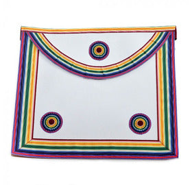 Royal Ark Mariner members apron in imitation lambskin with blue and gold RAM design