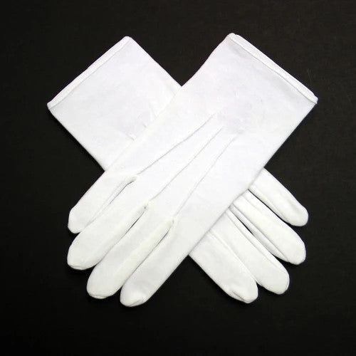 White cotton Masonic gloves